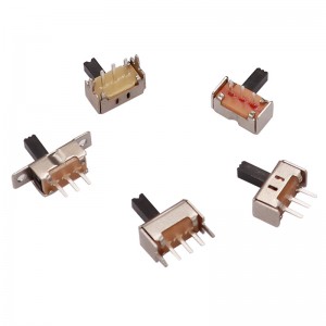 Slide Switch SS12D07 voor kleine huishoudelijke apparaten, 2-Speed ​​single-Rij 3-Pin horizontaal, band verticaal